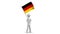 Germany waving flag. 3d Man holding and waving German flag. Loop. Alpha.