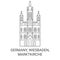 Germany, Wiesbaden, Marktkirche travel landmark vector illustration