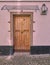 Germany, wooden door, contemporary elegant house entrance