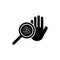 Germs on a dirty hand. Bacteria under magnifier, hand washing and hygiene campaign. Vector Icon.