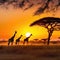 the Gerrafe visit luxury hotel at sunset after safari excurison in the African savannah