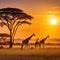 the Gerrafe visit luxury hotel at sunset after safari excurison in the African savannah