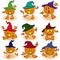 Gesticulating funny pumpkins in hats