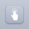 Gesture click with two fingers, gray vector button with white icon