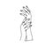 Gesture of female hands one line art. Continuous line drawing of gentle gesture, hand, , show manicure.