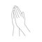 The gesture of hands folded in prayer. Minimalism style. The concept of faith, petitions, prayers