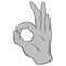 Gesture okay icon, black monochrome style