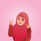 Gesture Peace Expressions, Cute Moslem Girl Illustration Cartoon Vector