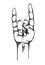 Gesture. Rock sign. Hand with index and little finger up