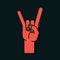 Gesture. Rock sign. Stylized hand with index and little finger up in form of horns. Vector. Icon.