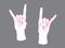 Gesture. Rock sign. Two female hands with index and little finger up.