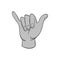 Gesture shaka icon, black monochrome style