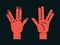 Gesture. Spock sign. Vulcan greet. Stylized hand for geek hand game. Icon. Vector illustration on a dark grey background