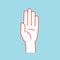 Gesture. Stop sign. Stylized hand with all fingers up and connected. Vector . Attention. Icon.