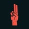 Gesture. Stylized hand with index and middle finger connect and up. Icon. Vector.
