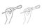 Gestures. Graceful hand of a woman. Graphic line drawing. Vector illustration