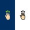 Gestures, Hand, Mobile, Three Finger, Touch  Icons. Flat and Line Filled Icon Set Vector Blue Background