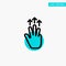 Gestures, Hand, Mobile, Three Finger, Touch turquoise highlight circle point Vector icon