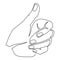 Gestures. Thumb up. The hand is clenched into a fist. Continuous line drawing