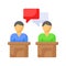 Get this amazing icon of debate in flat style