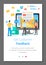 Get customer feedback landing page template. Businessmen getting monney from manager or customer