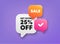 Get Extra 25 percent off Sale. Discount offer sign. 3d bubble chat banner. Vector