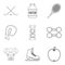 Get well icons set, outline style