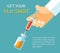 Get your flu shot. Doctor hand with syringe