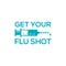 Get your flu shot with syringe injection icon. Vector illustration flu vaccine