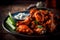 Get Your Game On: Spicy Buffalo Wings with Blue Cheese Dressing Food Photography