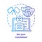 Get your translation blue concept icon. Online multilingual translator idea thin line illustration. Interpretation and