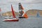 Getting Close To The Start Boat - Volvo Ocean Race Sailing Yachts In Yachting Event