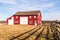 Gettysburg, Pennsylvania, USA March 13, 2021 The barn at the Klingel House with a wooden fence casting shadows in the yard on the