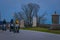 GETTYSBURG, USA - APRIL, 18, 2018: Outdoor view of line of tourists on Segways Seg Tours in Gettysburg National Military