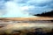 Geyser eruption with beautiful clouds