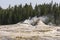 Geyser and hot spring in old faithful basin in Yellowstone National Park