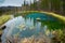 Geyser lake with clear cyan water