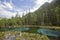 Geyser mountain lake with blue clay. Altai, Russia