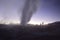 A geyser shoots out of the ground, a photo at dawn on a long exposure., on Eduardo Avaroa National Reserve in Uyuni