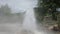 Geyser, steam rise from Mueang Paeng Hot Spring, Thailand.