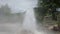 Geyser, steam rise from Mueang Paeng Hot Spring, Thailand.