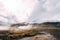 Geyser Valley in the southwest of Iceland. The famous tourist attraction Geysir. Geothermal zone Haukadalur. Strokkur