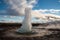 Geysers hot boiling water at haukadalur geothermal park in Iceland