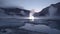 Geysers mountain landscape star sky South pole Antarctica