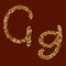 Gg golden glitter letter.