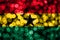 Ghana abstract blurry bokeh flag. Christmas, New Year and National day concept flag