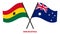 Ghana and Australia Flags Crossed And Waving Flat Style. Official Proportion. Correct Colors