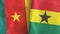 Ghana and Cameroon two flags textile cloth 3D rendering
