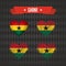 Ghana. Collection of four vector hearts with flag. Heart silhouette