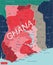 Ghana country detailed editable map